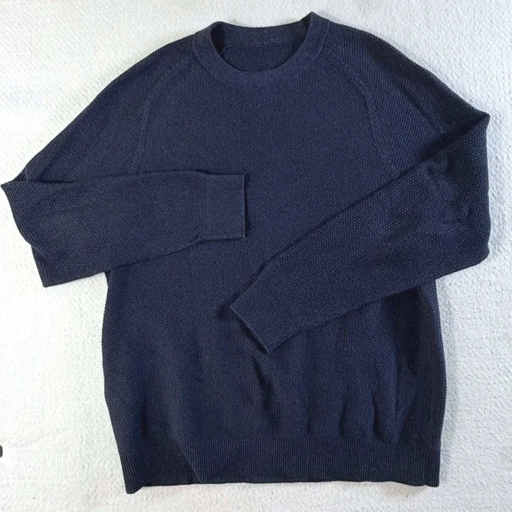 Lululemon Crewneck Sweater Mens Large Coolmax Cotton Blend Navy Blue